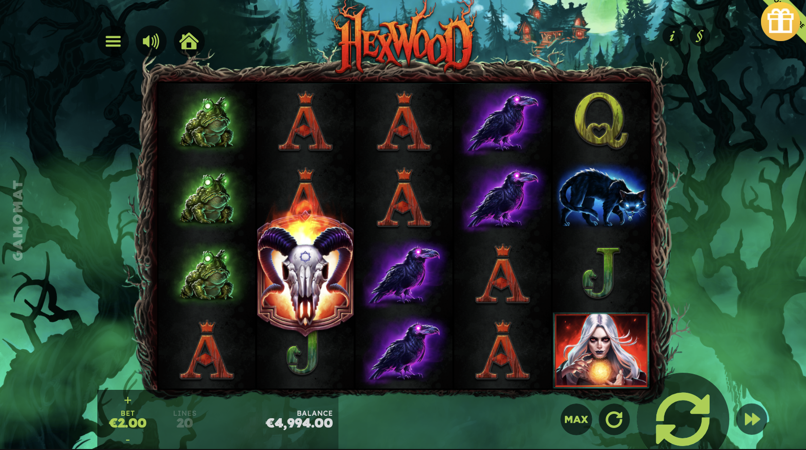 Hexwood reels showing the witch, skull and enchanted forest symbols