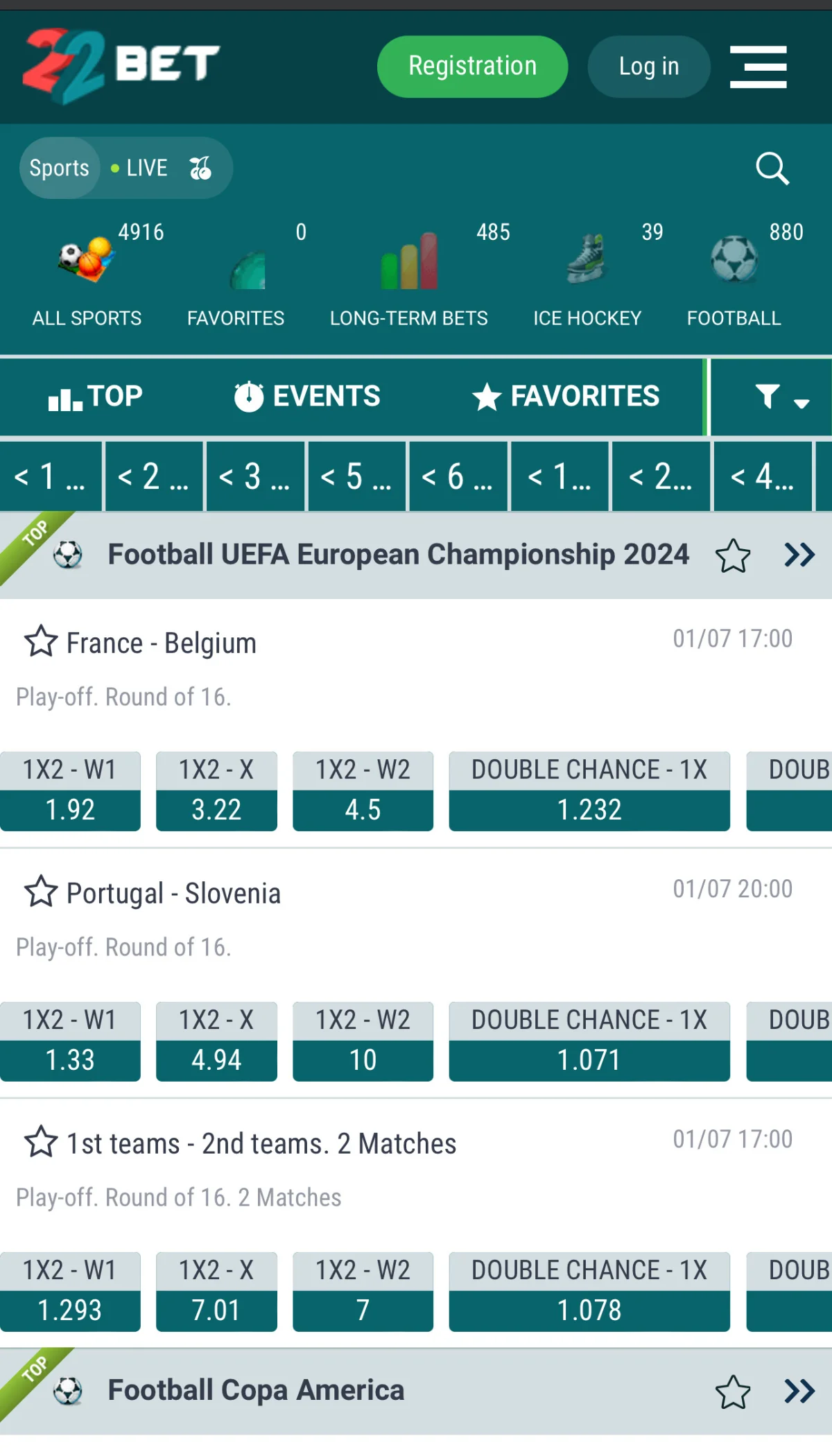 Mobile screenshot for 22Bet with name: 22Bet Sportsbook