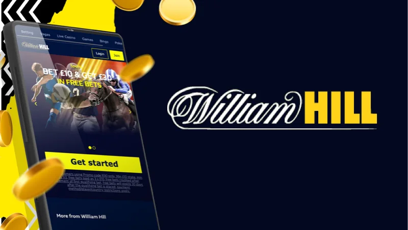Promotional image for William Hill displaying their logo and branding